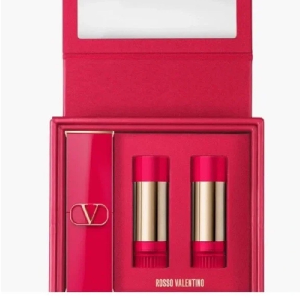 Valentino Couture 3-Piece Full Size Lipstick Set in Hard Mirror Case BNIB - Picture 4 of 15